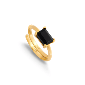 SVP Black Quartz Indu Adjustable Ring